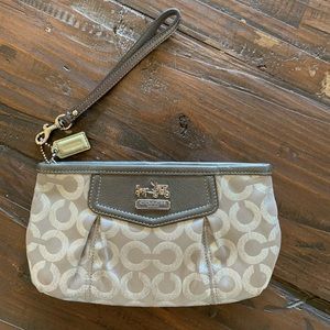 Silver Coach Wristlet